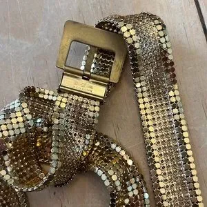 Vintage 50s Whiting & Davis Schaeffer Belts Gold Mesh Chain Link Chain Mail Belt Vintage Whiting and Davis Gold Tone Chainmail Belt Schaffer  main image 3